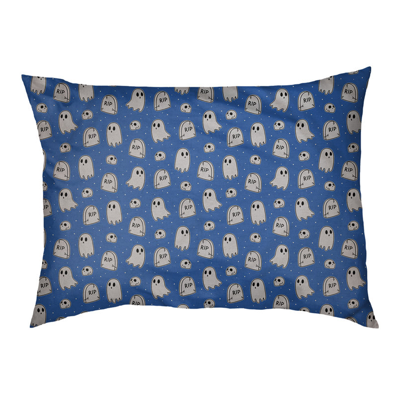 Coussin décoratif pour chien à l’extérieur pastel Campion, Grand (l 42,5 po x P 32,5 po x H 14 po), Bleu / Gris