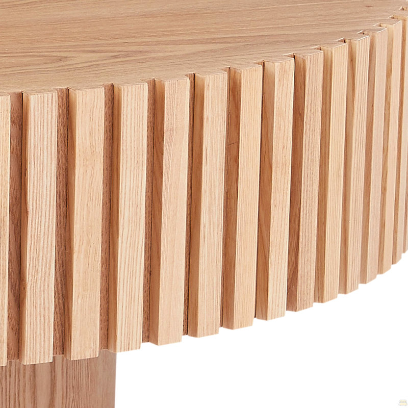 Table basse ronde en bois 35,43 po, Bois de frêne naturel