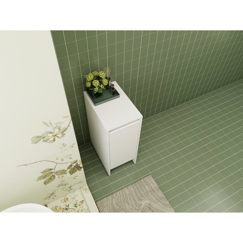 Glossy White Bathroom Storage With Soft Close Door And Finish Adjustable Interior