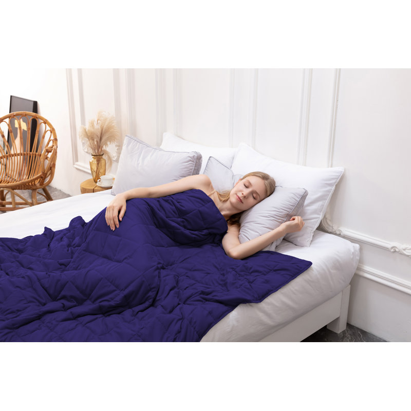 Couverture lestée ultra douce pour un sommeil profond, soulage le stress et l'anxiété, L 60 po x l 40 po, Marine