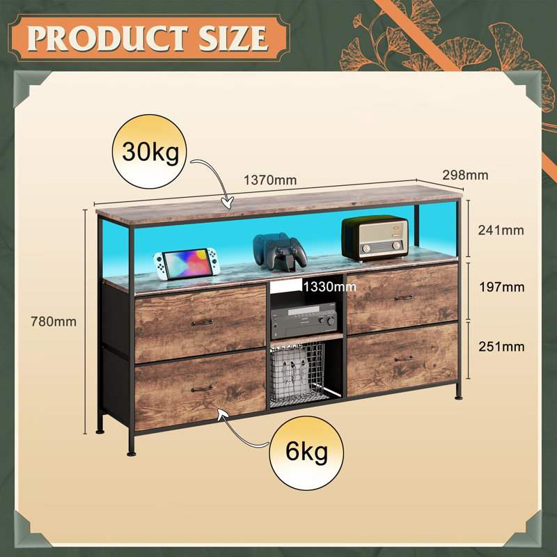 Antjedine Unfinished TV Stand, 137cm, Brown, white and pink