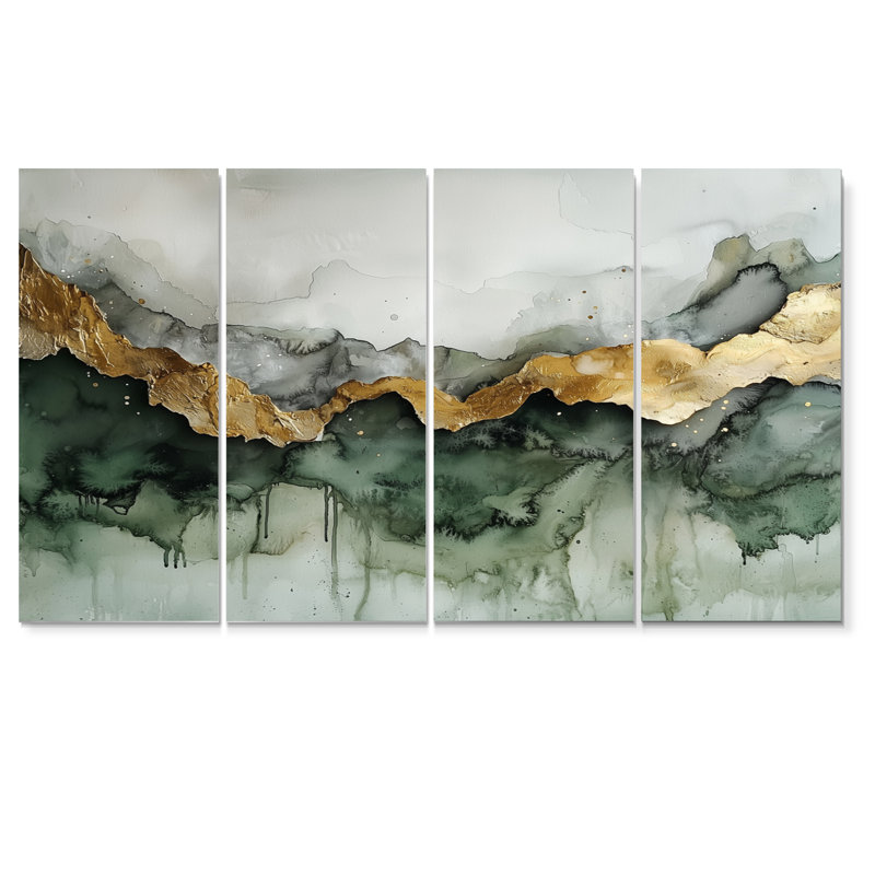 Rayne - art mural abstrait - ensemble de décorations murales modernes, 4, H 28 po x l 48 po