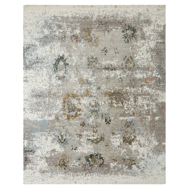 Illusion Weave Hand Knotted Abstract Area Rug, Rectangle 10' x 14'