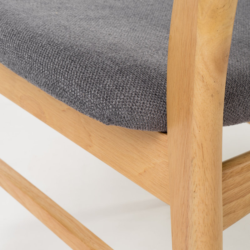 Set of 2 Dark Gray Upholstered Oak Dining Chairs