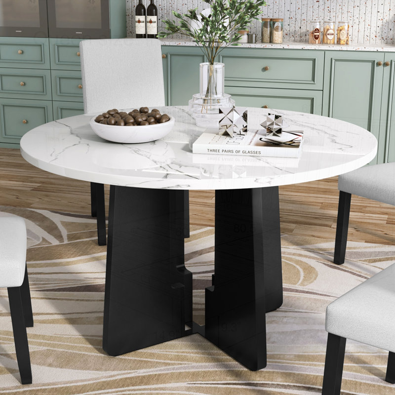 Table de salle à manger ronde pour 4, Blanc