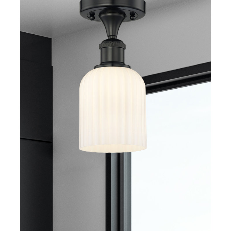 Edison - Adriena - Plafonnier semi-encastré 5 "1 lumière, Noir mat, Blanc