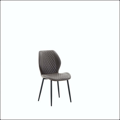 Chaise de salle à manger matelassée en polyuréthane gris foncé foncé - ensemble de 4