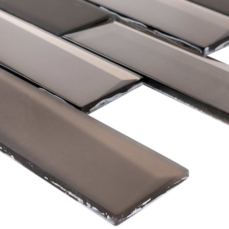 Remington 2x6 Polished Glass Subway Mosaic Tile, Bronze