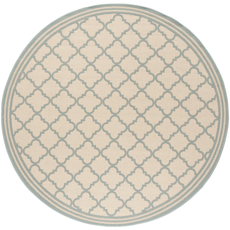 Kittrell Looped/Hooked Aqua Indoor/Outdoor Rug, Round 201 cm