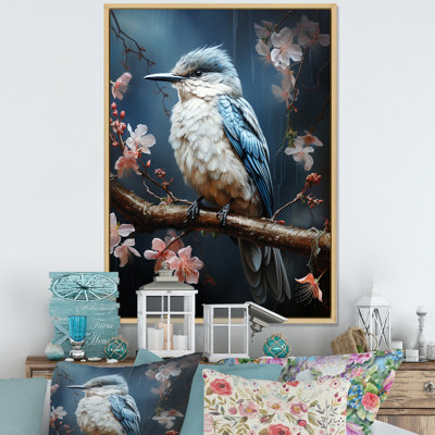 «Blue Bird Murmurs In Moonlight IV», art mural oiseau