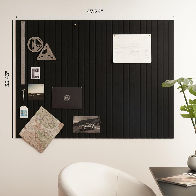 Stylish Sized 35" x 47" Cork Board Alternative for Office & Wall Decor, Black, 35.4'' H X 47.3'' W