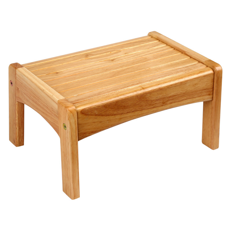 Wildkin Wooden Slatted Step Stool for Adults & Kids – Skid-Proof, 14 x 9.5 x 7 in, Durable for Bathroom & Kitchen Use, Holds Up to 150 lbs - Oak Finish
