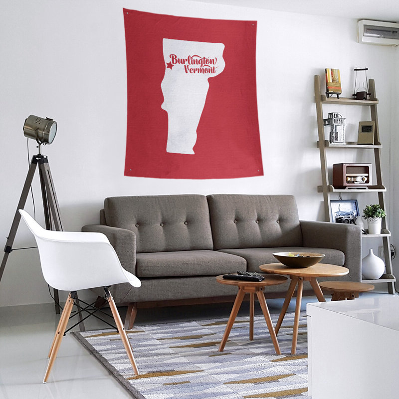 Tapisserie murale Burlington Vermont, H 104 po x l 88 po, Rouge