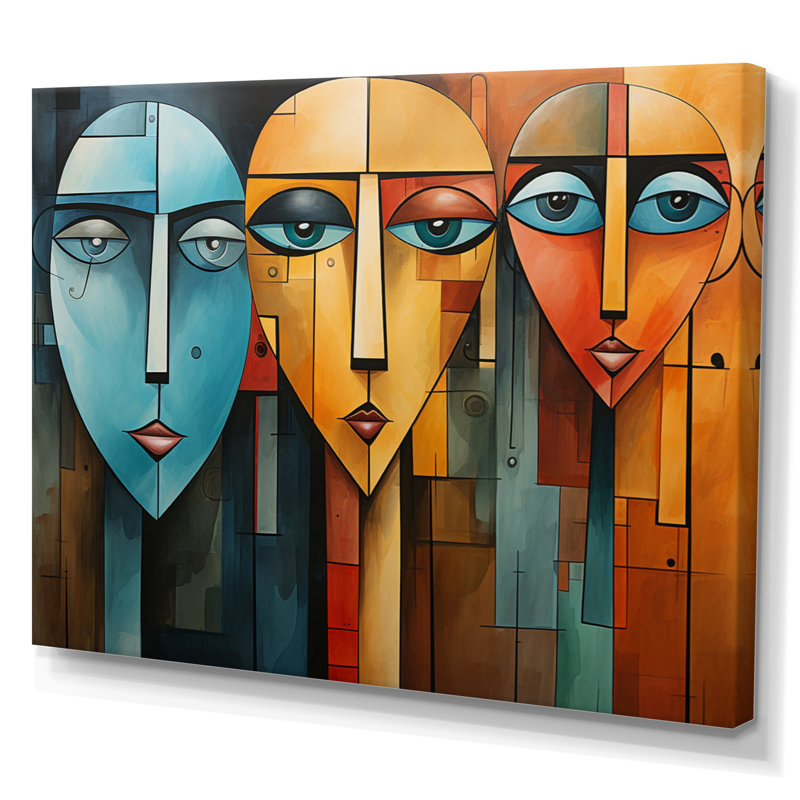 Cubism Geometric Portrait XI - Cubism Wall Decor, Toile tendue, H 30 po x l 40 po x P 1,5 po