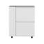 Chariot-bar moderne avec deux armoires à portes coulissantes et deux tablettes ouvertes