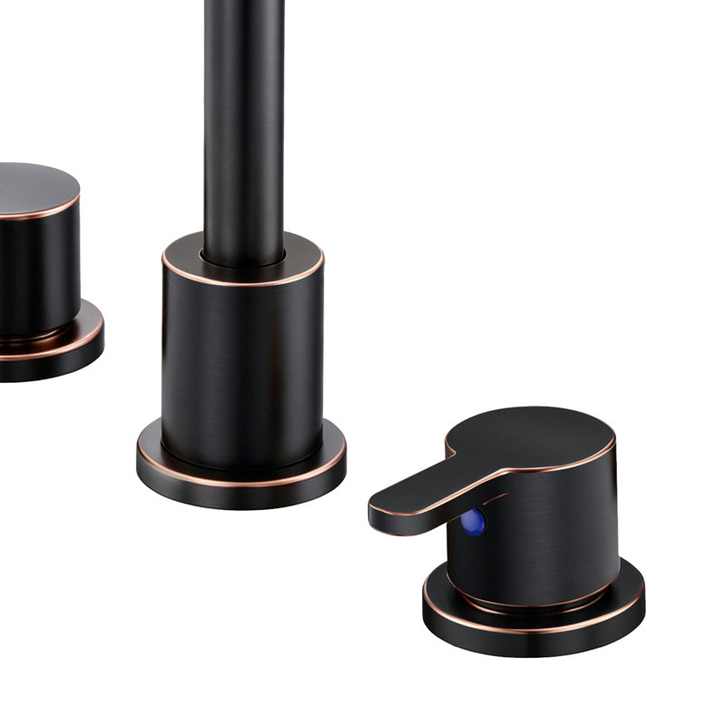 Robinet de lavabo de salle de bain surdimensionné en bronze huilé à 2 poignées et 3 trous à 360 ° avec évier pivotant à 360 ° avec ensemble de bonde escamotable