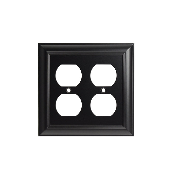 Plaque murale 2 prises Impressions, Noir mat