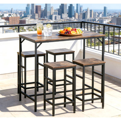 5-Piece Dining Table Set,Table & 4 Stools Set,Space Saving