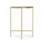 Table de bout contemporaine en marbre l 16 po avec base en métal et support à barre transversale Tara