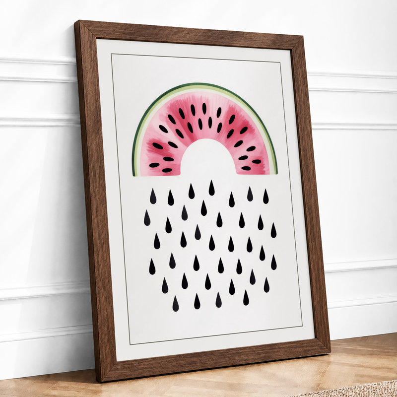 Watermelon & Rain Modern - Framed Print, A1 - 84.1 x 59.4 cm, Walnut