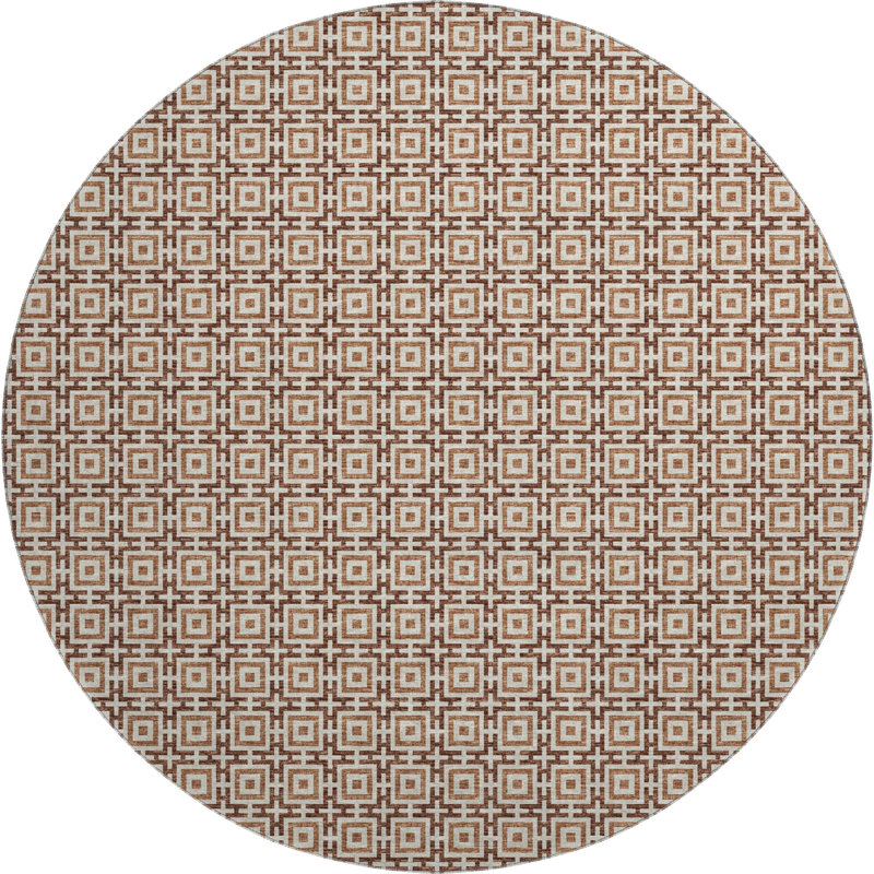 Premium Machine Washable Paullette AMF139 Paprika Rug, Round 8' 
