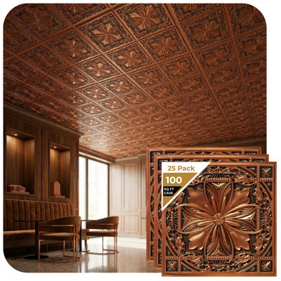 Milan 24'' L x 24'' W Textured PVC Drop-In & Glue Up Ceiling Tile Ceiling Tile