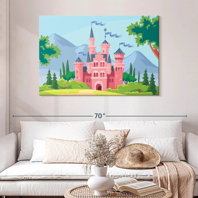 Château de conte de fées rose, H 32 po x l 48 po