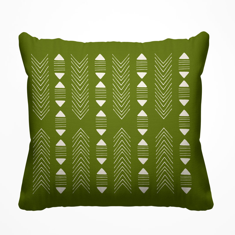 Coussin décoratif intérieur / extérieur Nona Tribal, L 15 po x H 15 po, Vert