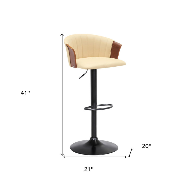 Tabouret de bar rotatif Jerahmy, Crème/brun