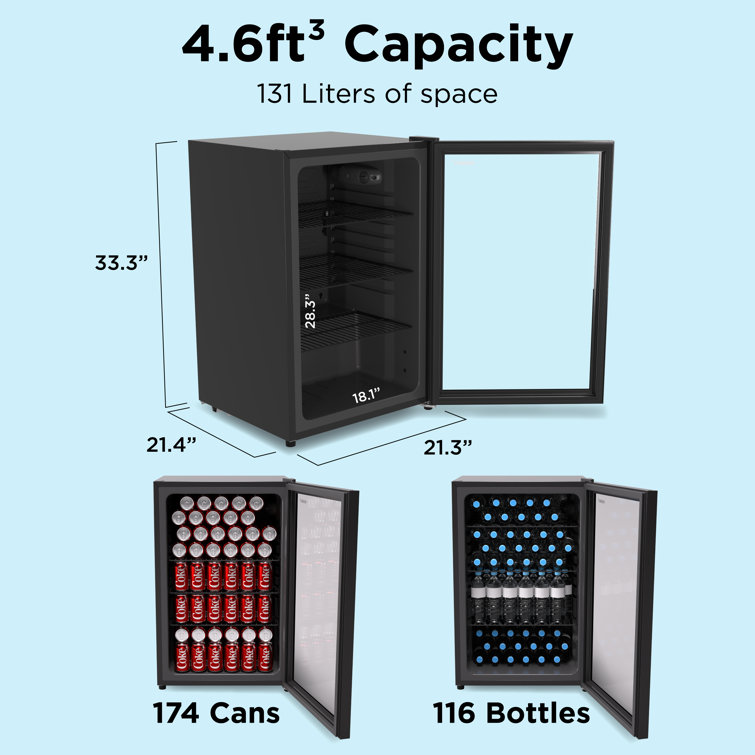 Husky 131L Beverage Refrigerator 4.6 Cu. ft. Freestanding Mini Fridge with Glass Door Color: White