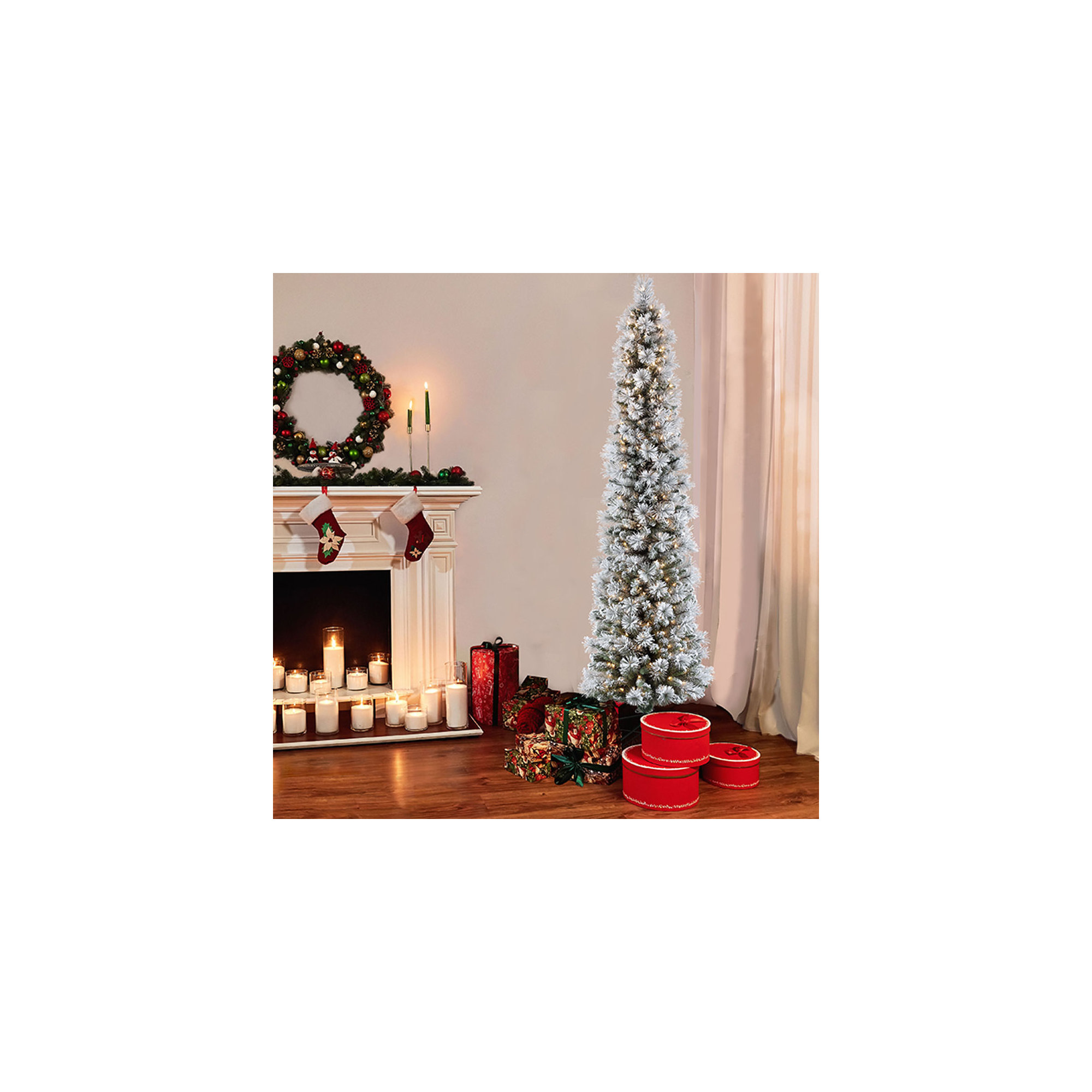 Lighted Artificial Pine Christmas Tree, 7.5' H