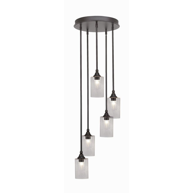 Luminaire suspendu suspendu en grappe 5 lumières Empire avec verre de 4 po Empire, H 11,5 po x l 14,25 po x P 14,25 po