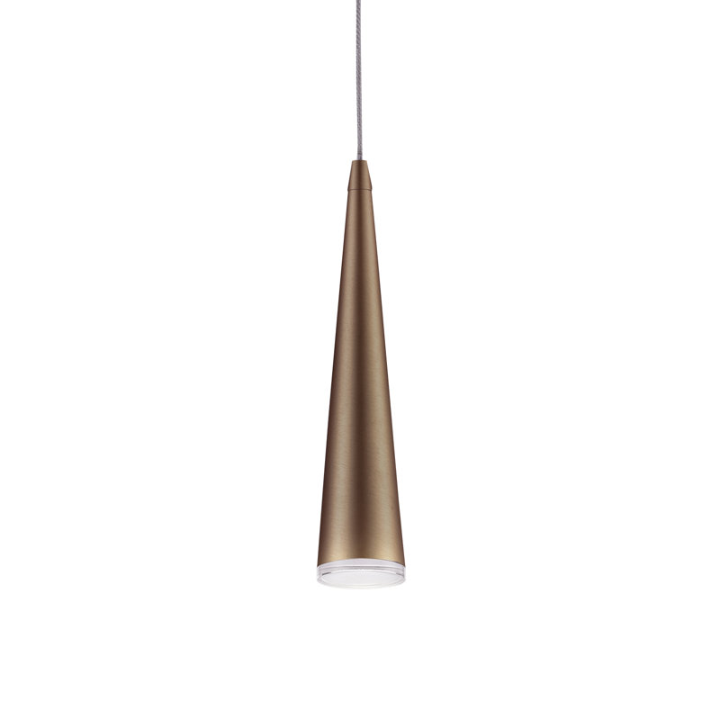 Mina 1 - Light LED Pendant, Brushed Gold, Brushed Gold, 12" H x 4.75" W x 4.75" D