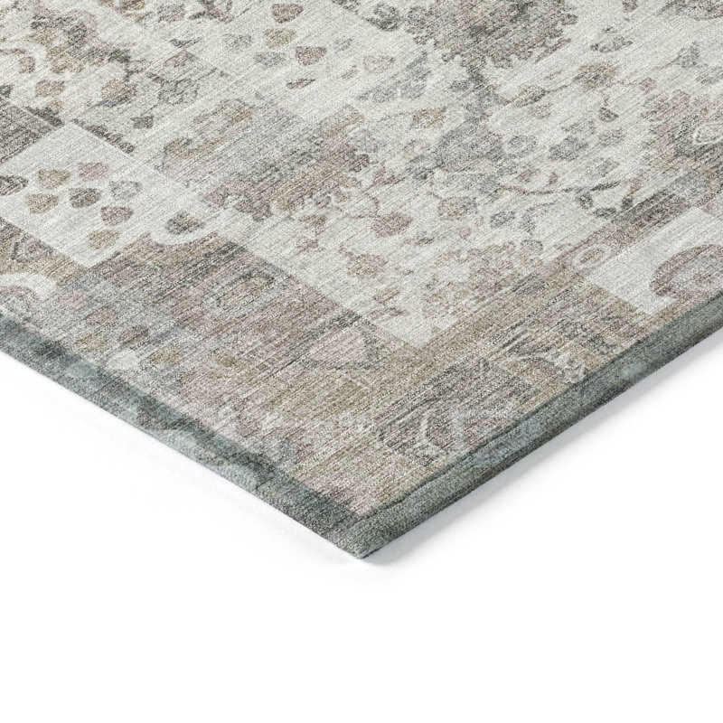 Tapis taupe Xhevrie intérieur / extérieur lavable à la machine, Rectangle 9 pi x 12 pi