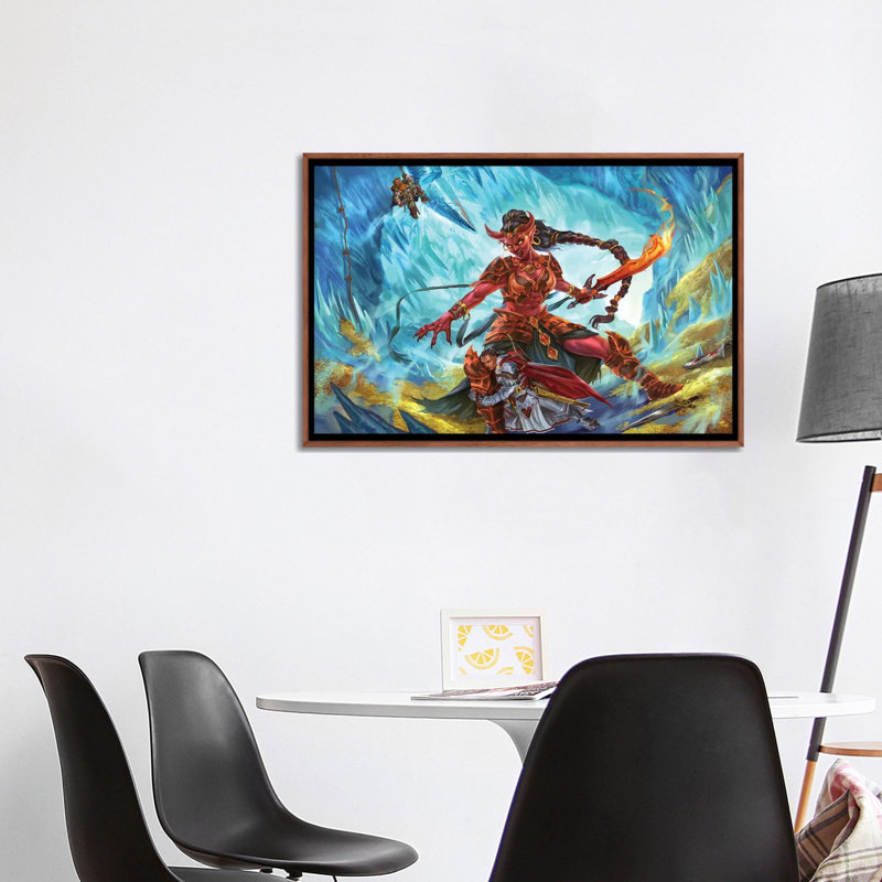 Efreeti Fight - reproduction d'art murale - toile encadrée, Brun, H 26 po x l 40 po