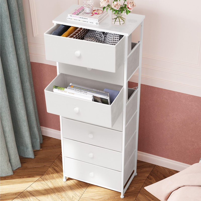 Commode 6 tiroirs Nassrin, Blanc