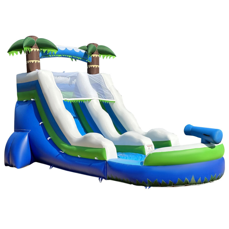 Glissades d'eau gonflables commerciales de 23 pi pour les enfants adultes avec échelle amovible et toboggan aquatique, Bleu