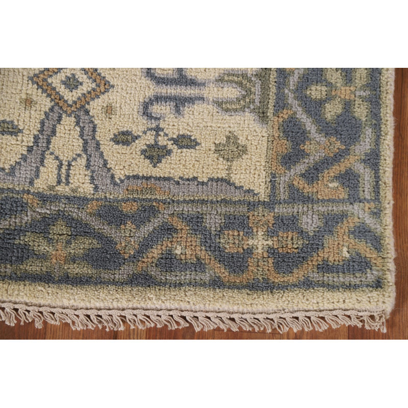 Tapis de couloir oriental ivoire Oushak 3 x 20