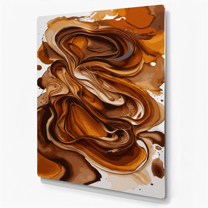 Aquarelle abstraite 31, art mural en métal brun, H 18 po x l 12 po