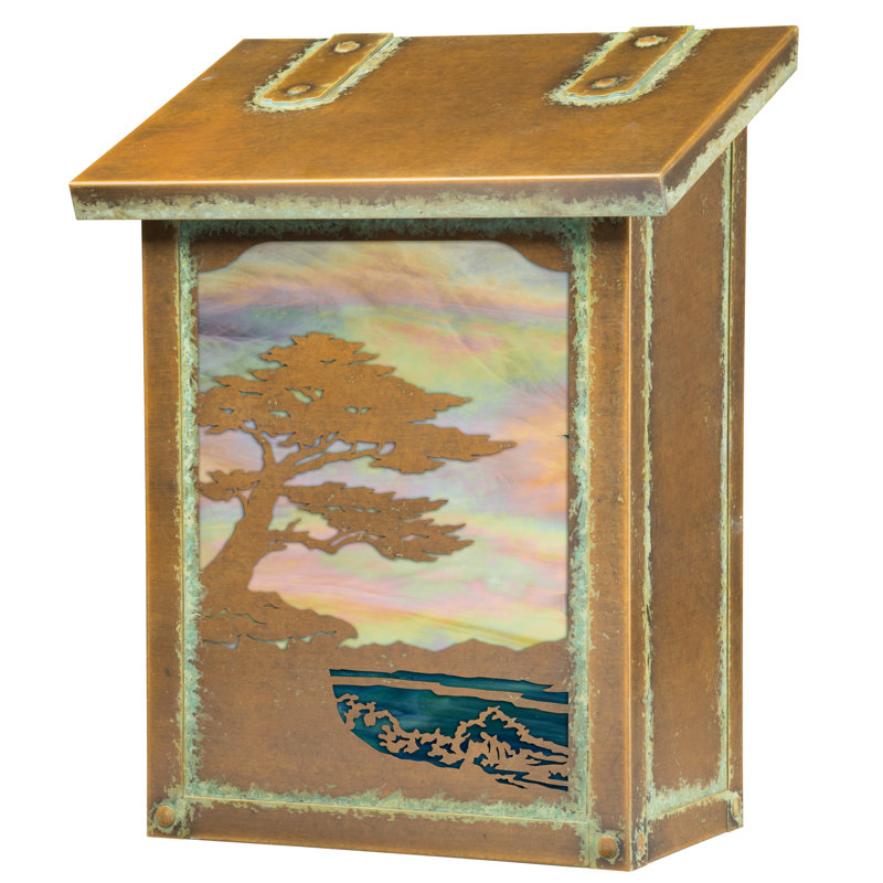 Boîte aux lettres murale 10 po x 13 po Pritchard, Vert nouveau, Or irisé