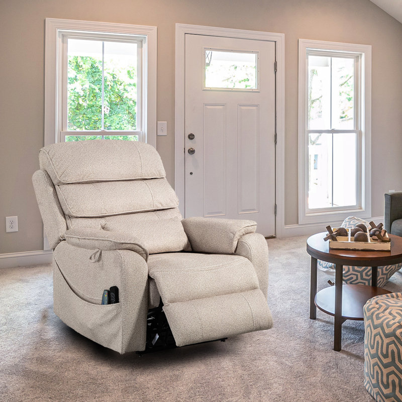 Tayani 36.10" Wide Modern Comfortable Upholstered,Liftable Large Power Recliner, Light Beige