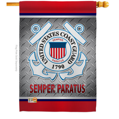 Drapeau de maison 28 po x 28 po Semper Paratus US Coast Guard