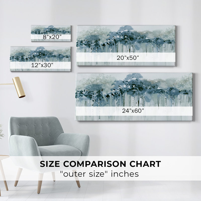 «Blue Birch Morning», galerie tendue avec châssis_43353WC, H 8 po x l 20 po x P 1,5 po