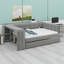 Lit plateforme tapissier avec tablettes de rangement, bureau, station de charge et lit gigogne-315227854