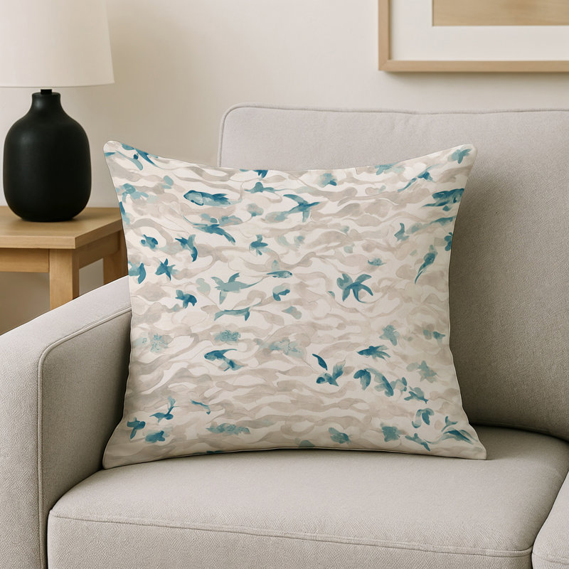Coussin décoratif intérieur / extérieur gris Modern Modern, Floral gris 35, Carré 20 po