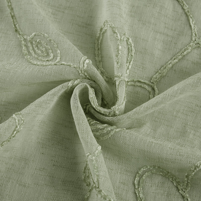 Carston Solid Semi-Sheer Grommet Curtain Panels, 38" W x 84" L, Olive Green