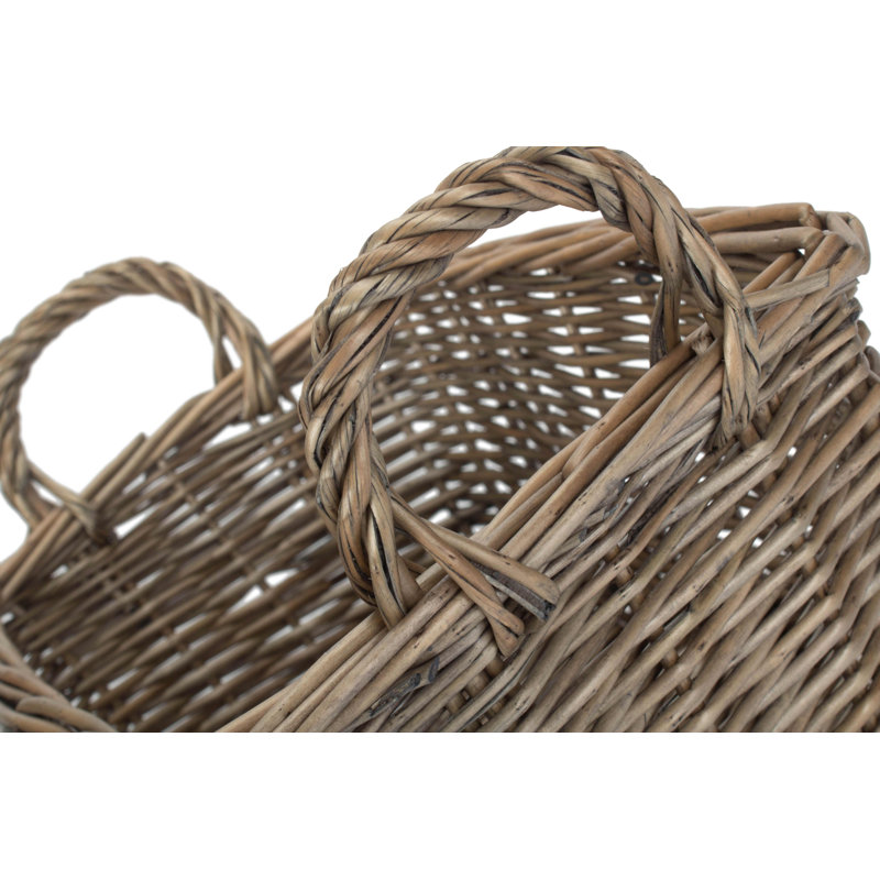 Wicker Unlined Storage Basket with Handles, 19cm H x 19cm W x 29cm D