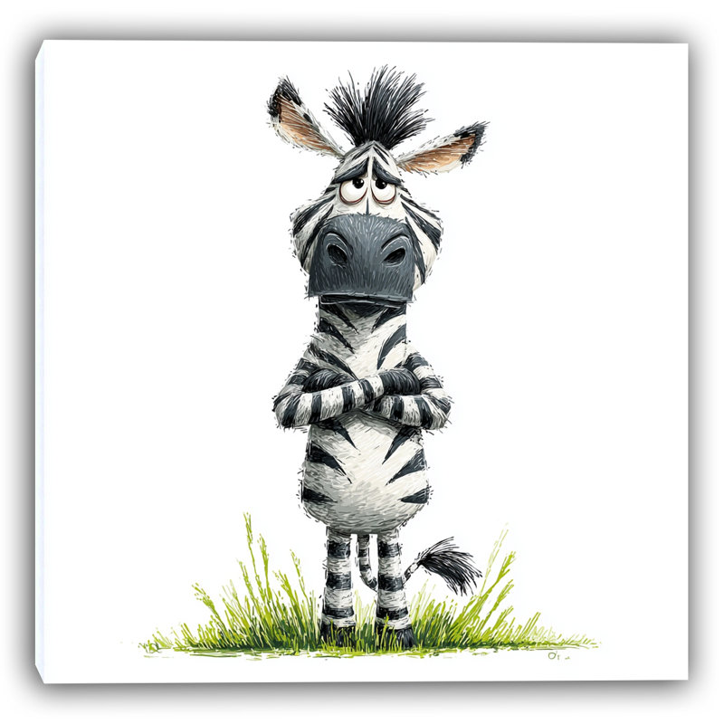 «Grumpy Zebra», art mural sur toile tendue, H 20 po x l 20 po