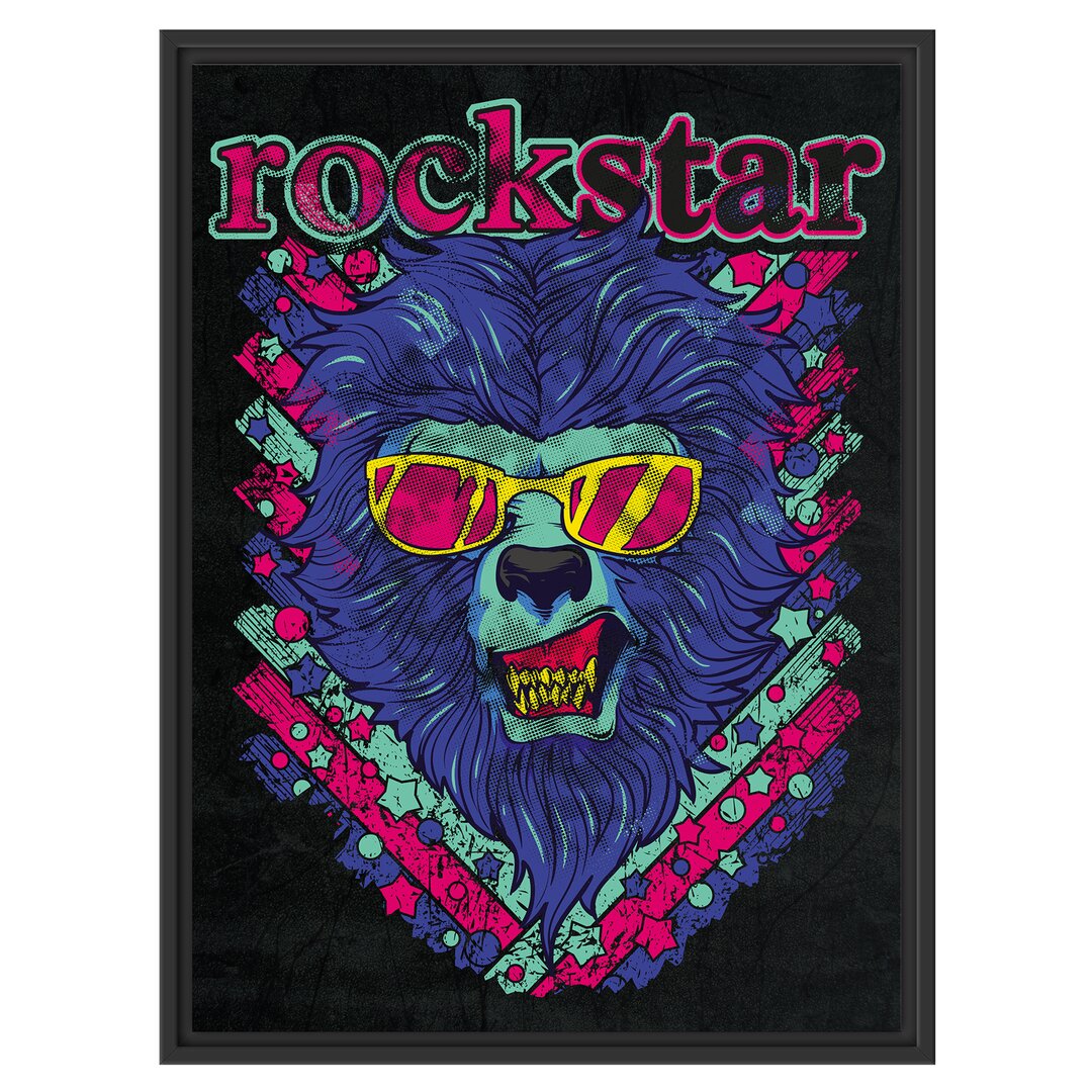 Gerahmtes Wandbild Rockstar-lion black