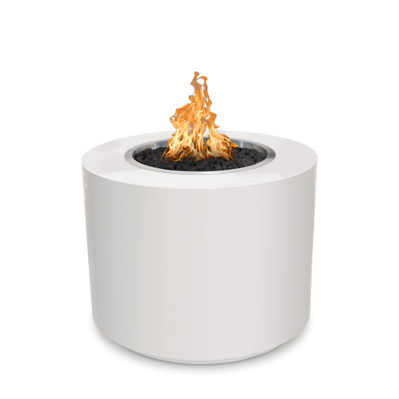 Beverly Round Concrete Smokeless Fire Pit, White, 24" H x 36" W x 36" D, Propane